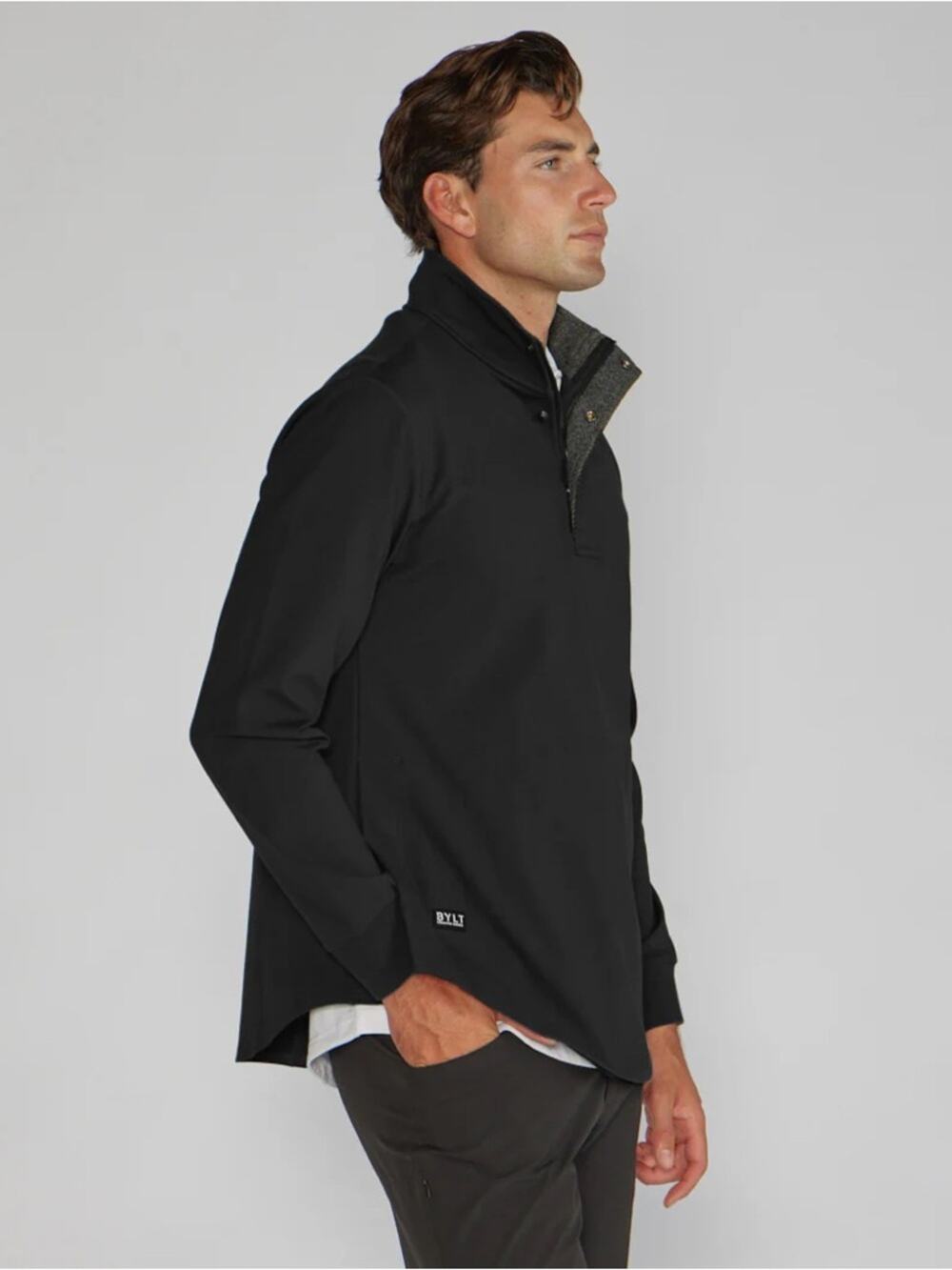 BYLT Elite+ Fairway Drop Cut Pullover Black Snap Button Jacket Size Medium